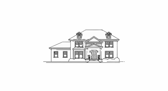 Elegant neoclassical mansion with dormer windows and grand entrance