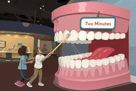 Charming Dental Exhibit Giant Mouth With Children Bru