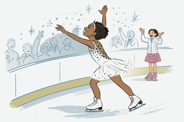 Charming Figure Skating Spin With A Child In A Sparkl © designhub