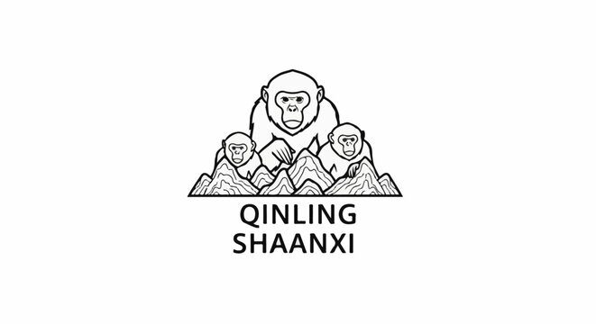 A stylized depiction of three monkeys with text