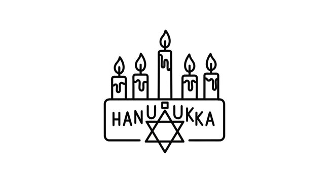 Hanukkah menorah with five lit candles and Star of David icon