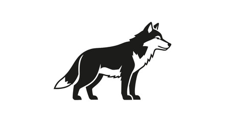 Fototapeta premium Minimalist black and white standing wolf vector illustration