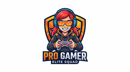 A vibrant illustration of a professional gamer wearing headphones, intensely focused on gaming, embodying passion and modern gaming culture. © Emily