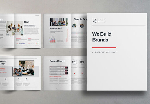 White and Red Minimal Modern Corporate Business Proposal Brochure Layout