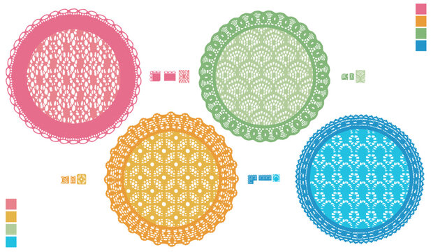 Hollow-out lace doilies in a four-color set