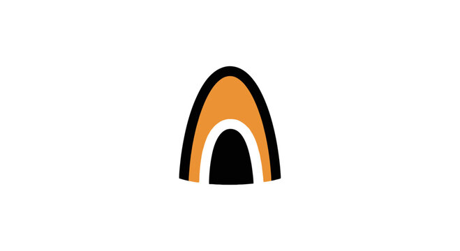 Minimalist Abstract Arch Vector Illustration in Orange and Black