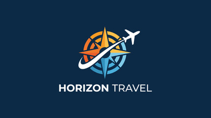 A sleek logo design that combines a compass and an airplane, symbolizing adventure and exploration, ideal for a travel agency emphasizing global journeys and experiences. © xiao