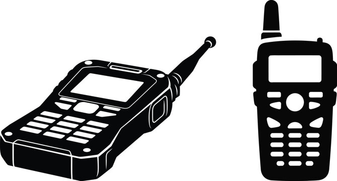 Two way radios a black and white illustration of communication devices