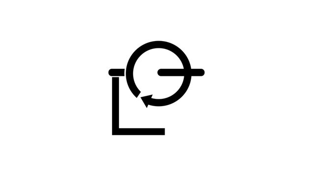 Gyroscope sign, black isolated vector silhouette