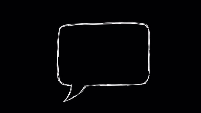 Hand-Drawn Speech Bubble Loop Animation with Boiling Line Effect on Alpha Channel. "Boiling" effect. For adding dialogue, thoughts, or text overlays in a whiteboard sketch style. Speech bubble