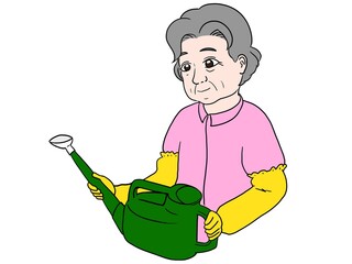 じょうろを持つ老婦人 © ねこせんしゅ