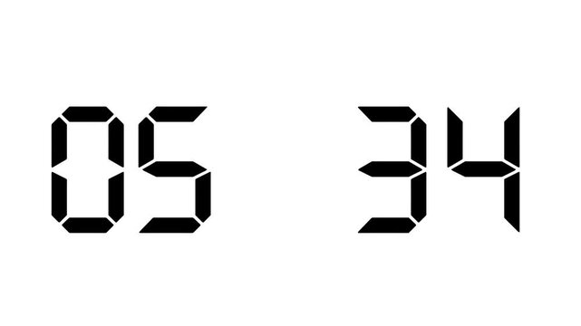 4K countdown animation, 5 minutes displays a timer counting down minutes and seconds.