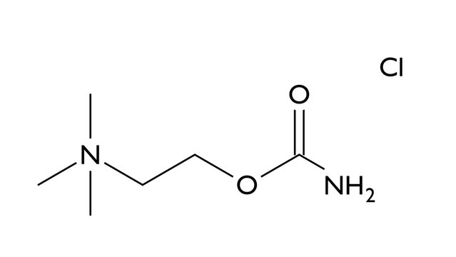 carbachol molecule, structural chemical formula, ball-and-stick model, isolated image cholinergic agonist drug