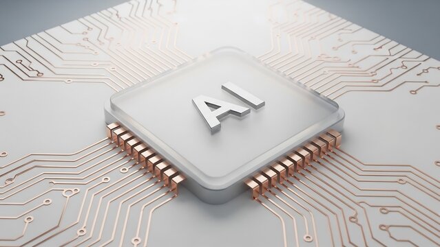 Artificial Intelligence Chip on a Circuit Board, Representing Advanced Technology and Future Innovation