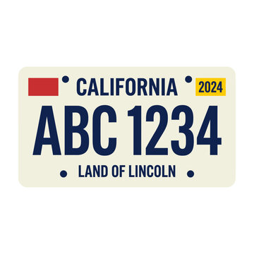 California License Plate Abc 1234 Vector