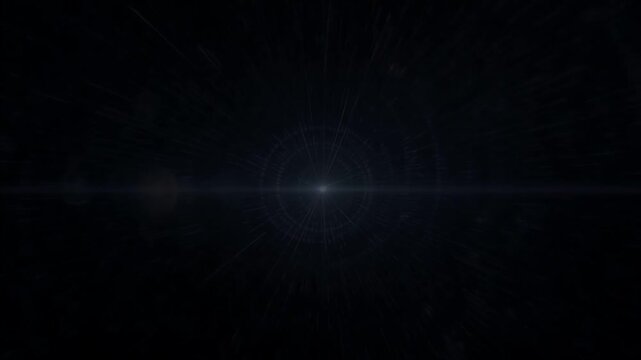 Abstract glowing blue energy portal with light rays and lens flare, futuristic science fiction concept