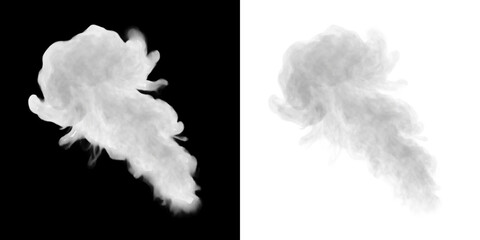 Obraz premium Atmospheric white smoke plume, realistic steam cloud and vapor trail, thick swirling fog effect for cinematic overlays and design isolated on Transparent Background
