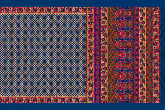 Traditional Saree Palla and Border Pattern Design for Textile