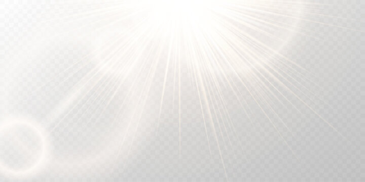 Golden Light Rays PNG, Sun Flare Overlay Transparent Background