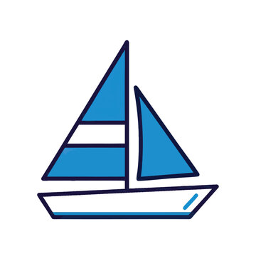 Minimalist Blue Sailboat Icon for Maritime and Nautical Design Projects.