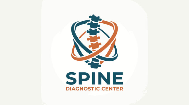 This logo for Spine Diagnostic Center features a stylized spine intertwined with abstract shapes, emphasizing health, care, and modern medical solutions for spinal issues.