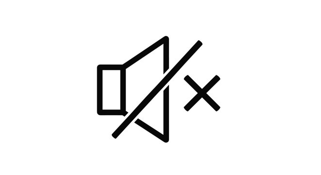 Minimalist black and white icon of a speaker with a slash through it, signifying a mute or silent sound setting.