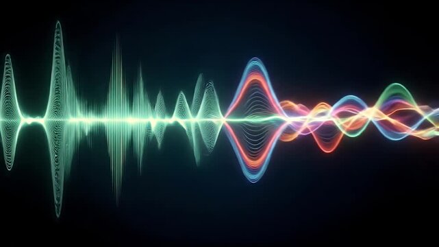 Colorful digital audio frequency wave visualization animation