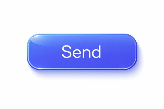 A sleek blue rounded button labeled send for user interface applications