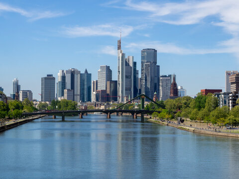 Skyline of Frankfurt with Commerbank, COLLECTION Business Center Frankfurt FOUR, FOUR Frankfurt, Dekra, Union Invest, MainTower, MainTor, Onitower, Frankurt, Grmany