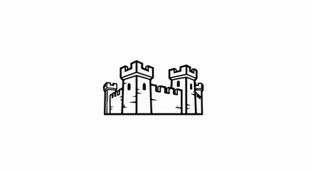 Fototapeta premium Stylized silhouette of a fortress with crenelated towers and walls