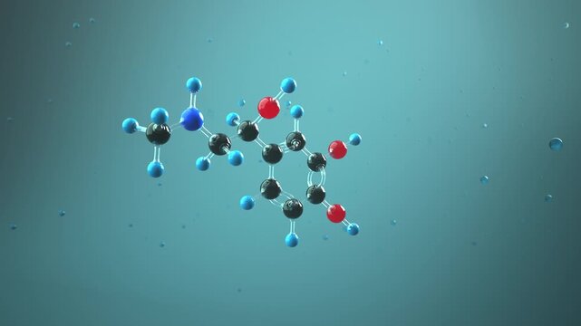 Adrenaline molecule 3D 4k animation in liquid environment. ProRes 4444.