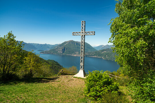 Panorama of Lake Como, from the Church of San Grato, Vendrogno, Lecco.
