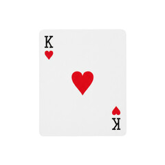 Obraz premium A single king of hearts playing card with bold red and black ink symbols on a transparent background, minimalist casino gaming atmosphere