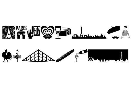 Paris in hand drawing icones hand drawn