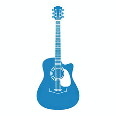 Obraz premium Minimalist blue acoustic guitar illustration icon.