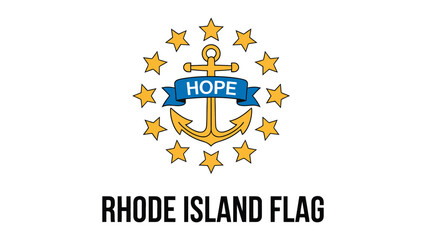 rhode island state flag illustration featuring anchor with hope ribbon and thirteen stars symbolizing american heritage freedom unity identity patriotic emblem design concept  © VectorCraze