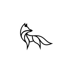 Black fox head silhouette logo. © Asanie