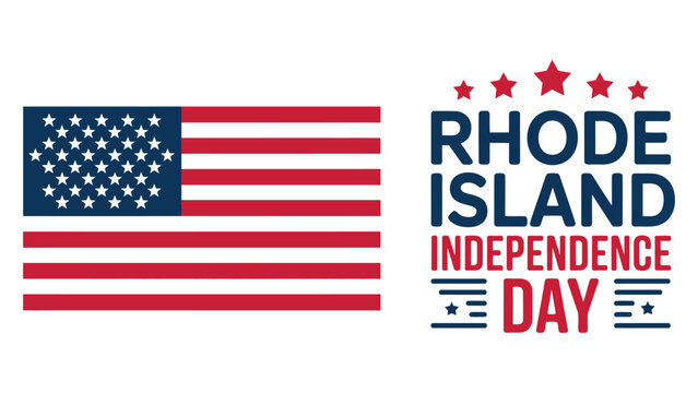  rhode island independence day patriotic illustration featuring usa flag with bold typography design celebrating american heritage freedom unity national pride holiday concept