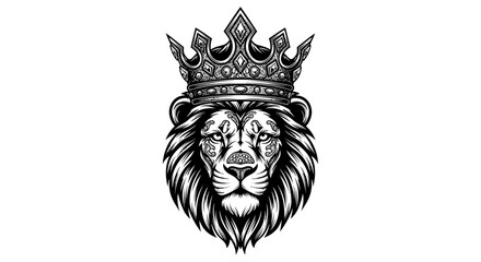 Obraz premium Lion with regal crown illustration on white background design element