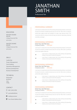 Professional resume or cv layout, Minimalist resume cv, editable modern clean cv