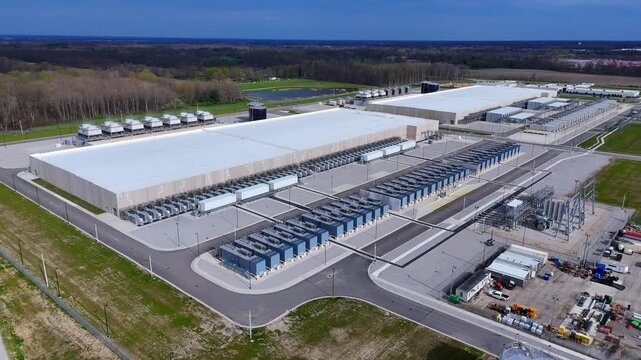 New Google data center expansion in New Albany, Ohio, USA, wide aerial view