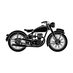 Fototapeta premium Classic motorcycle silhouette against white background, vintage bike design