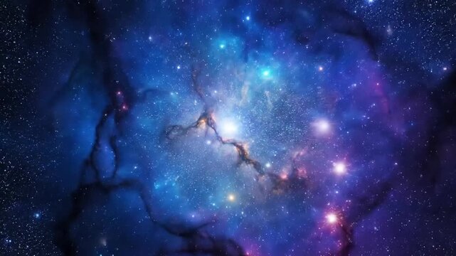 Vibrant Blue Nebula in Deep Space.