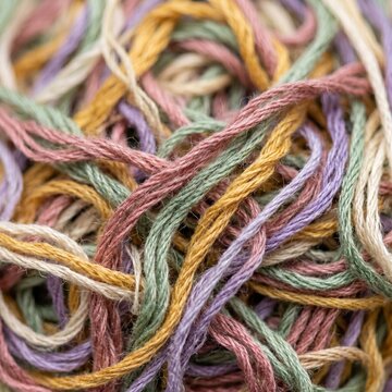 Colorful Embroidery Thread Strands Abstract Macro Texture
