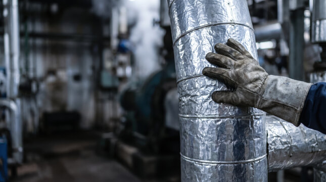 Thermal management industrial pipe insulation hand gloved