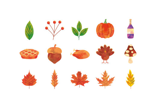 Autumn Thanksgiving Illustration Set