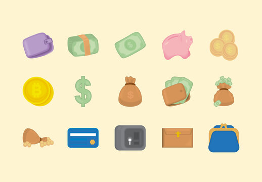 Finance Money Bag Illustration Set