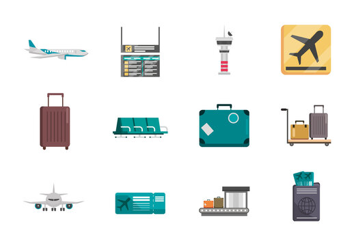 Airport Travel Illustration Set