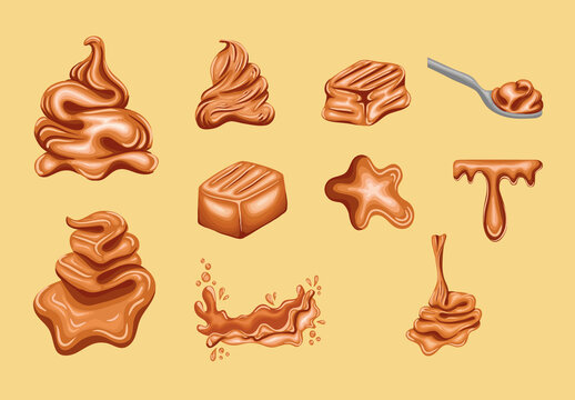 Caramel Splash Illustration Set