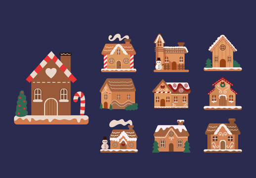 Christmas House Illustration Set